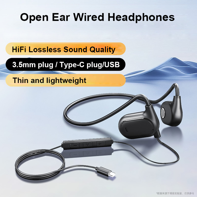 Open Ear Air Conduction Headphones - Kabelgebundene Open-Ear-Kopfhörer, 3,5 mm/Typ-C-Stecker, Luftleitung, Hifi-Sound-Kopfhörer