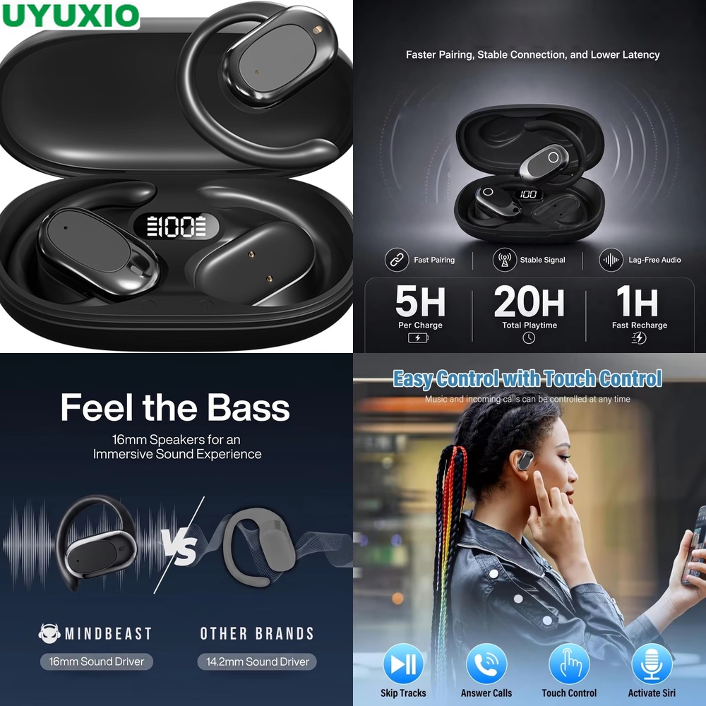 Bone Conduction Running Headphones - Open-Ear-Ohrhörer und kabellose Kopfhörer mit BT