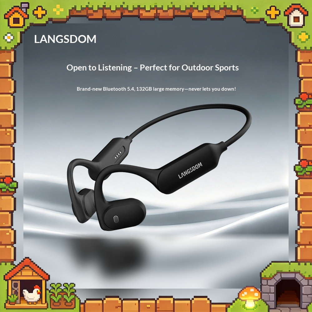 Bone Conduction Running Headphones - LANGSDOM AirWave Open-Ear Bluetooth-Kopfhörer, kabellose Air-Conduction-Ohrbügel-Sportkopfhörer