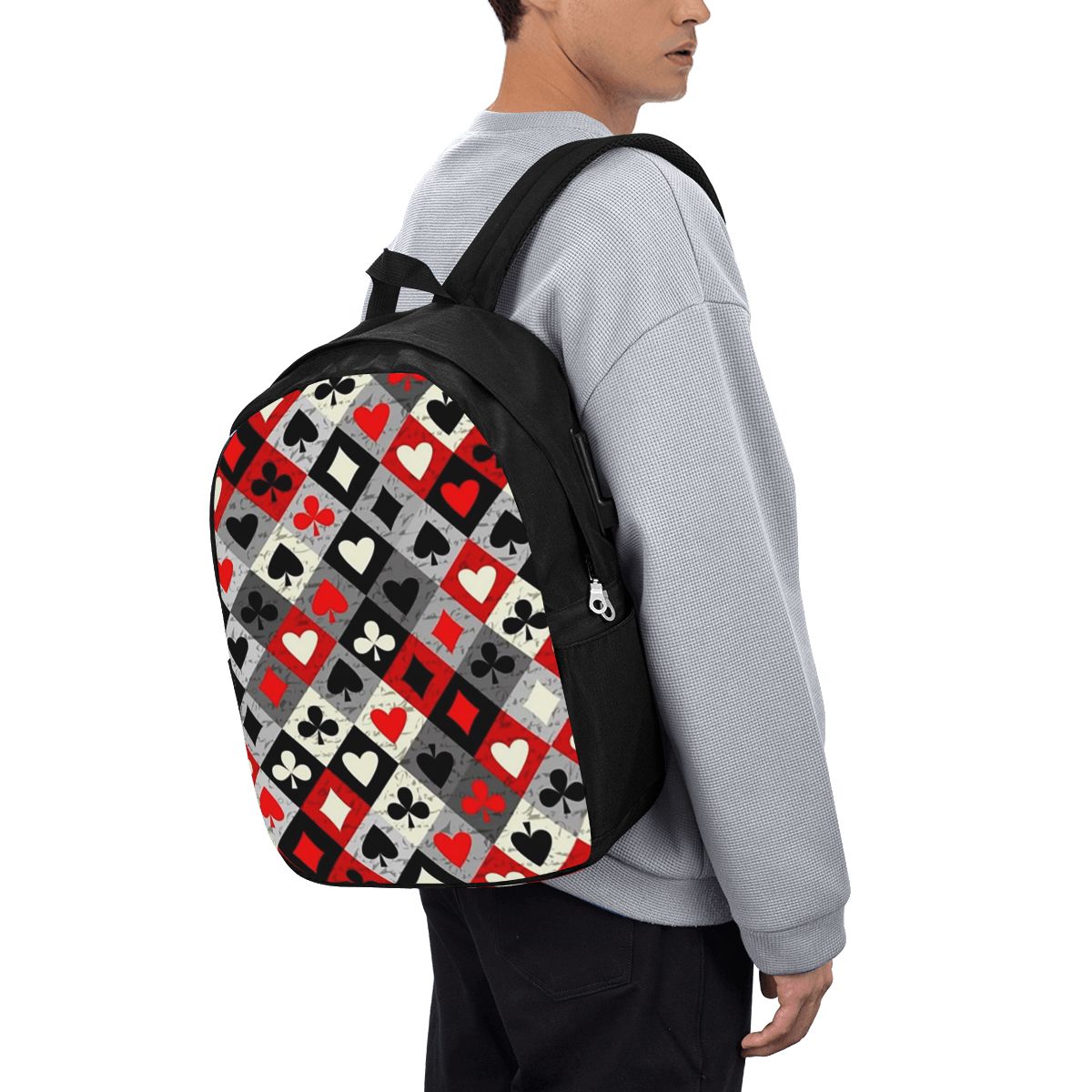 Laptops - Rucksack mit Spielkarten-Poker-Print, Reisetasche für Notebooks,