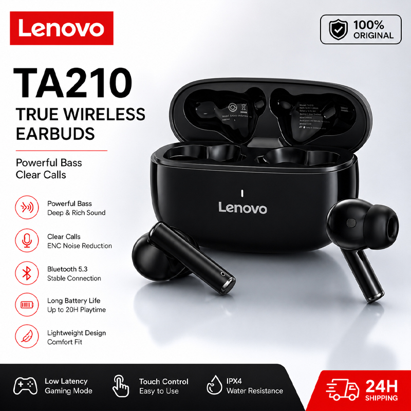 Anc Wireless Over Ear Headphones - Lenovo TA210 Bluetooth-Kopfhörer, kabellos, mit integriertem