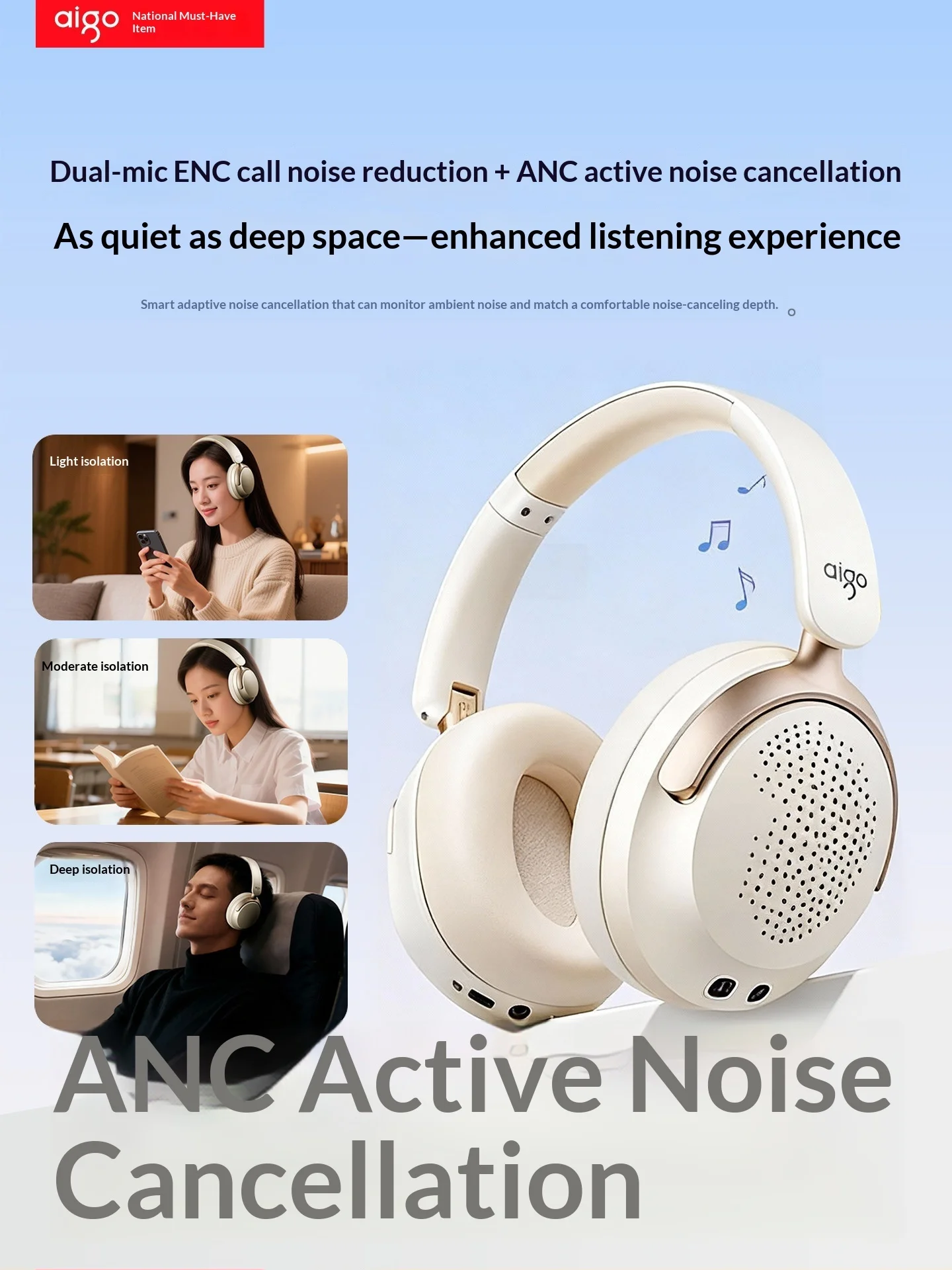 Aigo WE500 Bluetooth Over-Ear- – Anc Wireless Over Ear Headphones Bewertung und Preis
